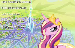 Size: 1008x652 | Tagged: safe, artist:drpain, edit, edited screencap, screencap, princess cadance, g4, bad dudes, bad dudes vs dragonninja, crossover, crystal empire, female, solo