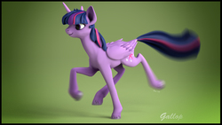 Size: 1920x1080 | Tagged: safe, artist:lightningflame, twilight sparkle, alicorn, pony, g4, 3d, blender, female, mare, motion blur, running, solo, twilight sparkle (alicorn), unshorn fetlocks