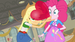 Size: 1366x768 | Tagged: safe, screencap, applejack, pinkie pie, equestria girls, g4