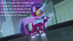 Size: 800x450 | Tagged: safe, twilight sparkle, alicorn, pony, g4, female, image macro, insane pony thread, mare, masked matter-horn costume, solo, twilight sparkle (alicorn)