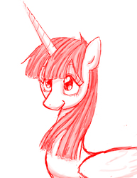 Size: 765x990 | Tagged: safe, artist:redanon, oc, oc only, oc:fausticorn, cute, faustabetes, lauren faust, monochrome, portrait, smiling, solo