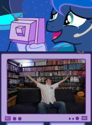 Size: 563x769 | Tagged: safe, princess luna, gamer luna, g4, angry video game nerd, crying, desert bus, exploitable meme, meme, tears of joy, tv meme