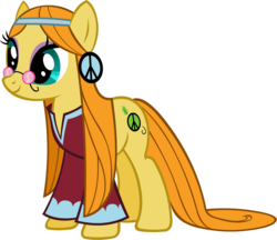 Size: 3000x2595 | Tagged: safe, artist:doctor-g, idw, wheat grass, earth pony, pony, g4, female, high res, hippie, idw showified, long mane, long tail, mare, peace symbol, simple background, solo, transparent background, vector