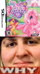 Size: 700x1278 | Tagged: safe, pinkie pie, scootaloo, human, g3, g4, my little pony: pinkie pie's party, e rating, esrb, expand dong, exploitable meme, game, irl, irl human, jontron, meme, nds, nightshade: the claws of heugh, nintendo, nintendo ds, photo, thq, tony kornheiser, why.jpg