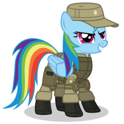 Size: 2600x2600 | Tagged: safe, artist:dolphinfox, rainbow dash, g4, armor, baseball cap, boots, clothes, female, hat, high res, military, simple background, solo, svg, transparent background, vector