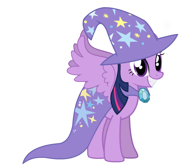 640881 - artist needed, safe, twilight sparkle, alicorn, pony, accessory  swap, female, grin, mare, simple background, smiling, solo, spread wings,  squee, the great and powerful, transparent background, trixie's cape,  trixie's hat, twilight