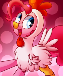 Size: 1000x1200 | Tagged: safe, artist:zoiby, pinkie pie, g4, animal costume, chicken pie, chicken suit, clothes, costume, female, solo