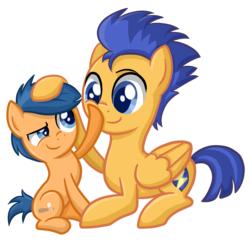 Size: 1944x1872 | Tagged: safe, artist:thecheeseburger, first base, flash sentry, pegasus, pony, g4, boop, brothers, cute, diasentres, duo, orange bros, petting, prone, raised eyebrow, sitting, smiling