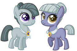 Size: 1944x1296 | Tagged: safe, artist:thecheeseburger, limestone pie, marble pie, earth pony, pony, g4, duo, female, filly, filly limestone pie, filly marble pie, pie sisters, simple background, sisters, smiling, transparent background, when she smiles, younger