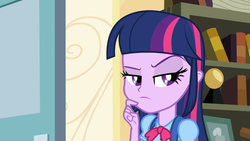 Size: 1366x768 | Tagged: safe, screencap, twilight sparkle, equestria girls, g4, my little pony equestria girls, female, solo, thinking