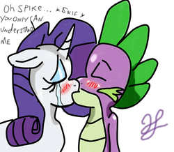 Size: 1000x873 | Tagged: safe, artist:hec16, rarity, spike, g4, blushing, crying, female, male, ship:sparity, shipping, straight