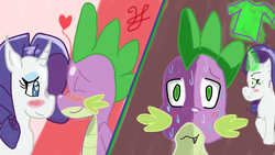 Size: 2560x1440 | Tagged: safe, artist:hec16, rarity, spike, g4, female, male, ship:sparity, shipping, straight