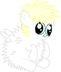 Size: 500x585 | Tagged: safe, artist:planetarypenguin, oc, oc only, oc:aryanne, fluffy pony, /mlp/, :t, big eyes, blonde, cloud, cute, derp, ear fluff, female, fluffy, hey you, inbred, misplaced wings, pet, plushie, retarded, simple background, sitting, soft, solo, spread wings, stupid, transparent background, underhoof, wings