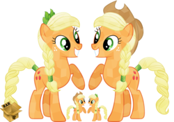 Size: 5684x4000 | Tagged: safe, artist:pirill, applejack, earth pony, pony, g4, alternate hairstyle, braid, crystallized, female, raised hoof, simple background, smiling, solo, tail wrap, transparent background, vector