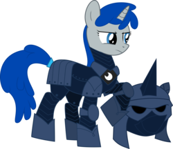 Size: 3470x3000 | Tagged: safe, artist:ruinedomega, oc, oc only, oc:sapphire aegis, pony, unicorn, armor, high res, night guard, ponyscape, solo, standing, vector