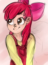 Size: 749x1000 | Tagged: safe, artist:shirl-ame, apple bloom, human, g4, female, humanized, solo