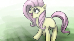 Size: 2560x1440 | Tagged: safe, artist:shirl-ame, fluttershy, earth pony, pony, g4, blank flank, earth pony fluttershy, female, mare, missing cutie mark, race swap, solo, wingless