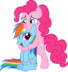 Size: 1591x1685 | Tagged: safe, artist:zacatron94, pinkie pie, rainbow dash, g4, female, hug, lesbian, open mouth, ship:pinkiedash, shipping, show accurate, simple background, smiling, transparent background, vector