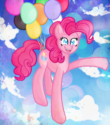 Size: 775x875 | Tagged: safe, artist:ringettechic7, pinkie pie, g4, balloon, female, solo, then watch her balloons lift her up to the sky