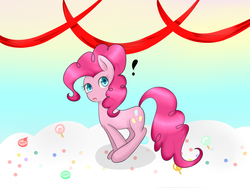 Size: 2048x1536 | Tagged: safe, artist:tenten, pinkie pie, g4, exclamation point, female, looking at you, pixiv, solo