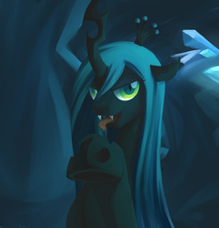 Size: 869x900 | Tagged: artist needed, source needed, safe, queen chrysalis, g4, female, looking at you, pointing, solo