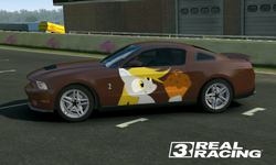 Size: 800x480 | Tagged: safe, derpy hooves, pegasus, pony, g4, car, female, ford, ford mustang, mare, real racing 3, shelby, shelby gt500 mustang