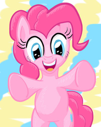 Size: 500x630 | Tagged: safe, artist:notapseudonym, pinkie pie, g4, female, hug, looking at you, solo