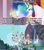 Size: 1021x1149 | Tagged: safe, princess celestia, alicorn, cow, pony, g4, canterlot, celestia's proclamation, female, image macro, magic, mare, meme, out of character, racism, slavery, solo, telekinesis