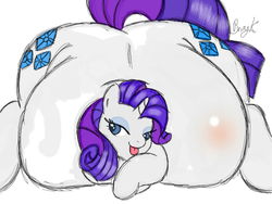 Size: 1280x960 | Tagged: safe, artist:bunearyk, rarity, g4, butt, fat, female, impossibly large butt, morbidly obese, obese, plot, rearity, solo, tongue out