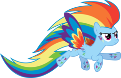 Size: 11713x7536 | Tagged: safe, artist:djdavid98, artist:embersatdawn, rainbow dash, pegasus, pony, g4, twilight's kingdom, .ai available, .svg available, absurd resolution, female, flying, mare, rainbow power, simple background, solo, transparent background, vector