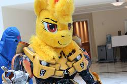 Size: 960x640 | Tagged: safe, spitfire, g4, bumblebee (transformers), cobra commander, cosplay, fursuit head, g.i. joe, irl, katsucon, photo, ponysuit, transformers, wat, what has science done