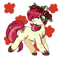 Size: 909x883 | Tagged: safe, artist:techtechno, roseluck, earth pony, pony, g4, cute, dirty, female, floral head wreath, mare, mud, muddy, rosabetes, solo