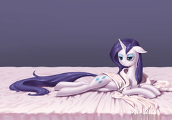 Size: 1978x1379 | Tagged: safe, artist:dannylim86, rarity, g4, bed, female, solo, wet, wet mane, wet mane rarity