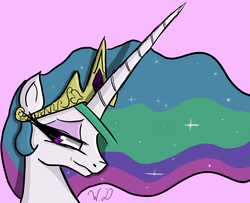 Size: 1328x1080 | Tagged: safe, artist:winterdominus, princess celestia, g4, bedroom eyes, bust, female, smiling, solo