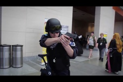 Size: 960x640 | Tagged: safe, artist:fenix rapture, human, 2014, animazement, convention, cosplay, gun, irl, irl human, new lunar republic, photo, trigger discipline