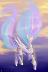 Size: 800x1200 | Tagged: safe, artist:nykraly, princess celestia, g4, falling, female, solo