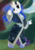 Size: 700x1000 | Tagged: safe, artist:atryl, artist:mikash91, princess luna, rarity, anthro, unguligrade anthro, g4, blushing, breasts, cleavage, clothes, colored, cute, dress, dressup, female, kimono (clothing), lunarity, raribetes, scene interpretation, solo, tree, wig