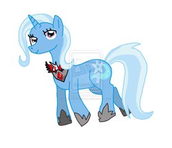 Size: 963x830 | Tagged: safe, artist:flashhedgehog, trixie, pony, unicorn, g4, alicorn amulet, deviantart watermark, female, mare, obtrusive watermark, smiling, solo, watermark