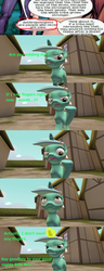 Size: 2000x5222 | Tagged: safe, artist:juu50x, lyra heartstrings, pony, unicorn, fanfic:anthropology, g4, 3d, atop the fourth wall, comic, gmod, hand, humor, imminent murder, linkara, marville, ponyville, tgwtg, this can only end well, this will end in pain