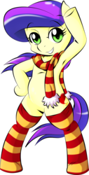 Size: 637x1254 | Tagged: safe, artist:taekwon-magic, oc, oc only, oc:peach heart, earth pony, pony, armpits, belly, bipedal, clothes, scarf, simple background, solo, transparent background