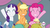 Size: 1920x1080 | Tagged: safe, screencap, applejack, cherry berry, minuette, pinkie pie, rarity, sunshower raindrops, twinkleshine, earth pony, pegasus, pony, unicorn, equestria games, g4, my little pony: friendship is magic, hub logo, popcorn, the equestria games