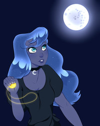 Size: 2000x2500 | Tagged: safe, artist:thepurpah, princess luna, human, g4, female, high res, humanized, moon, pony coloring, solo