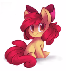 Size: 768x827 | Tagged: safe, artist:askpopcorn, apple bloom, earth pony, pony, g4, female, sitting, solo