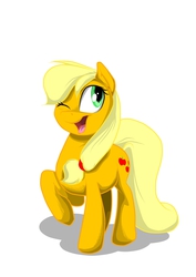 Size: 1240x1754 | Tagged: safe, artist:s4vin, applejack, g4, female, one eye closed, raised hoof, solo