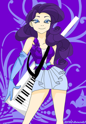 Size: 1400x2000 | Tagged: safe, artist:myumlamy, artist:niamunon, artist:semeshimmer, artist:sorahammer, rarity, equestria girls, g4, my little pony equestria girls: rainbow rocks, female, humanized, keytar, musical instrument, pixiv, solo