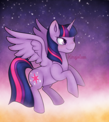 Size: 1333x1500 | Tagged: safe, artist:kirajoleen, twilight sparkle, alicorn, pony, g4, female, flying, mare, solo, twilight sparkle (alicorn)