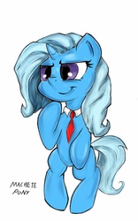 Size: 800x1280 | Tagged: safe, artist:macheteponies, trixie, pony, g4, bipedal, female, necktie, smiling, solo