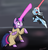 Size: 1472x1536 | Tagged: safe, artist:snapai, trixie, twilight sparkle, alicorn, pony, g4, female, hornsaber, jedi, kallisti, lightsaber, mare, sith, star wars, twilight sparkle (alicorn)