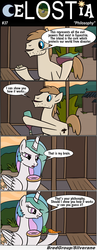 Size: 1300x3341 | Tagged: safe, artist:bredgroup, princess celestia, comic:celostia, g4, comic, donut, food, grin, lost, smiling, translation