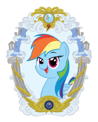 Size: 4800x6000 | Tagged: safe, artist:template93, rainbow dash, tank, pegasus, pony, g4, absurd resolution, column, element of loyalty, female, frame, portrait, simple background, solo, transparent background, vintage, waterfall